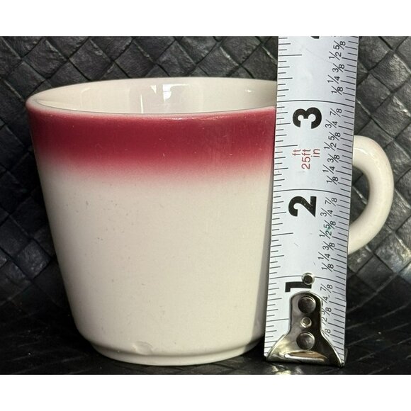 Homer Laughlin HEAVY Restaurant Ware Pink Red Ombre White Coffee Cup Saucer Set - Picture 6 of 13